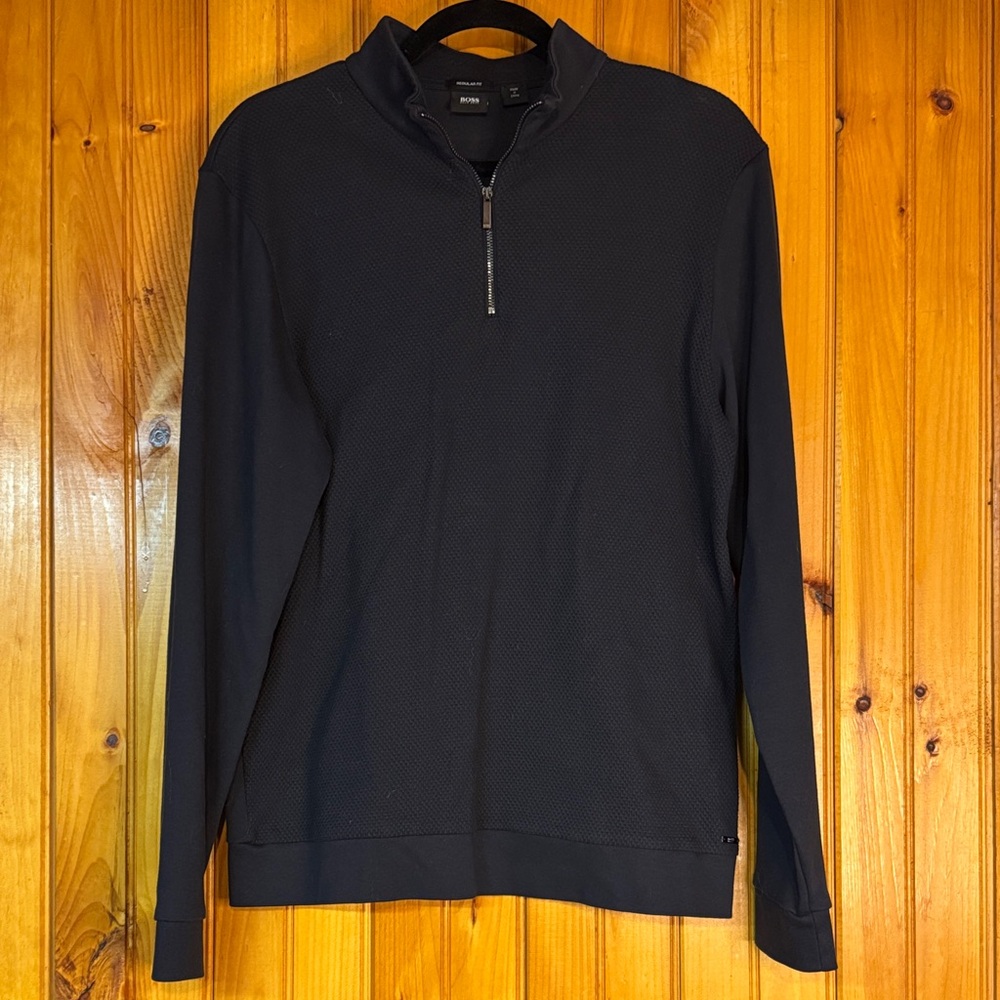 BOSS Navy Quarter-Zip Men's Sweater